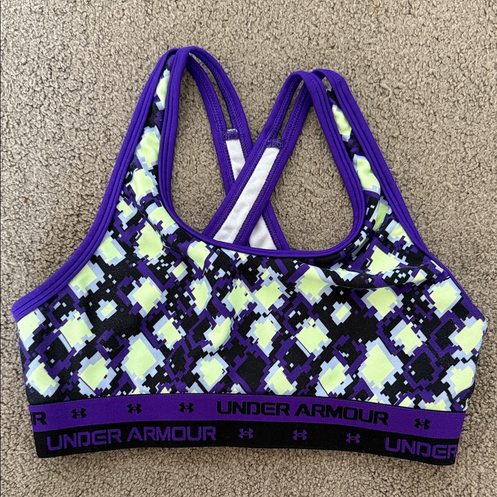 Under Armour Purple and Neon Patterned Sports Bra